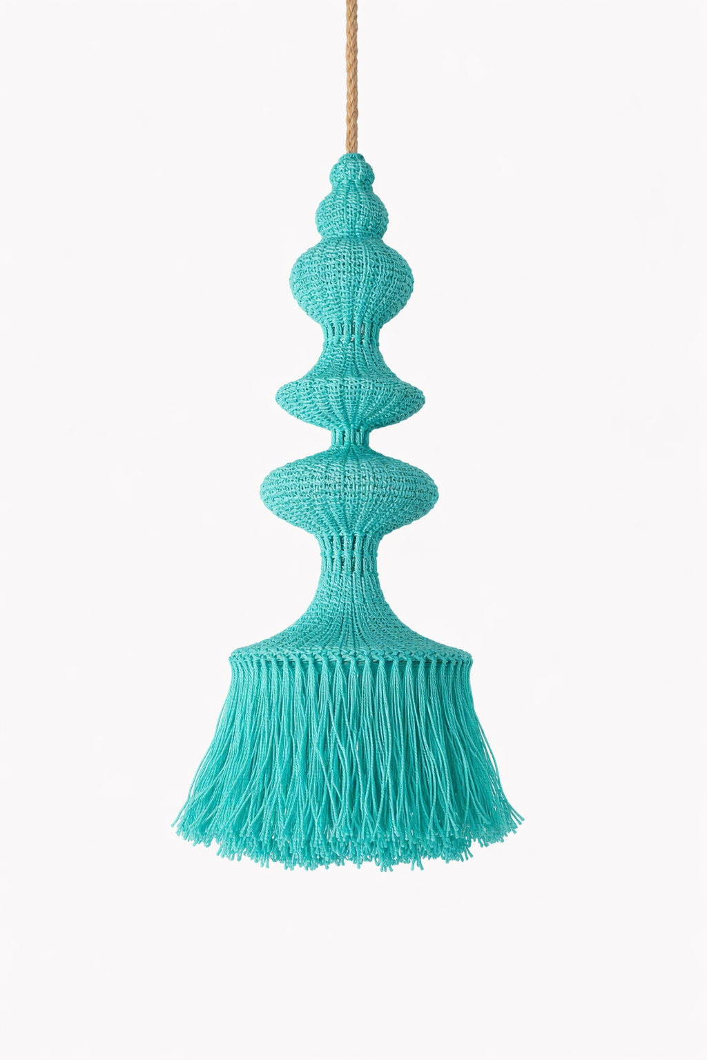 Vibrant turquoise handwoven pendant light