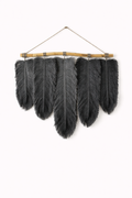 Black macrame feather wall hanging