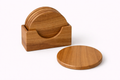 Wooden coaster set with holder (6pc)