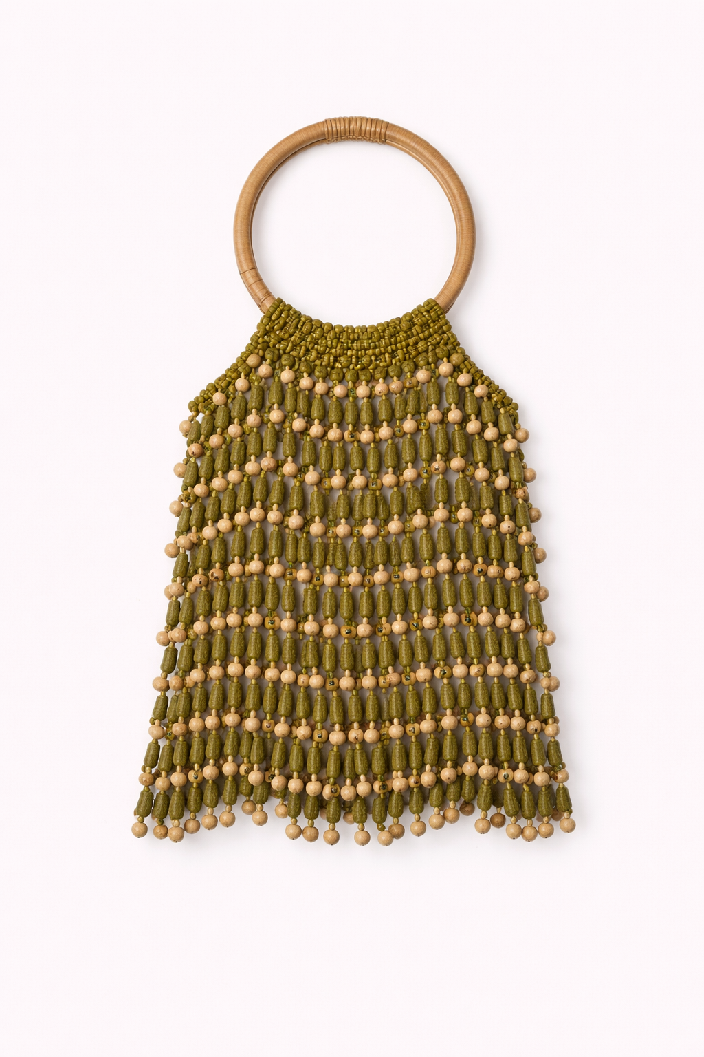 Elegant olive green beaded