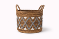Woven seagrass basket with macrame design