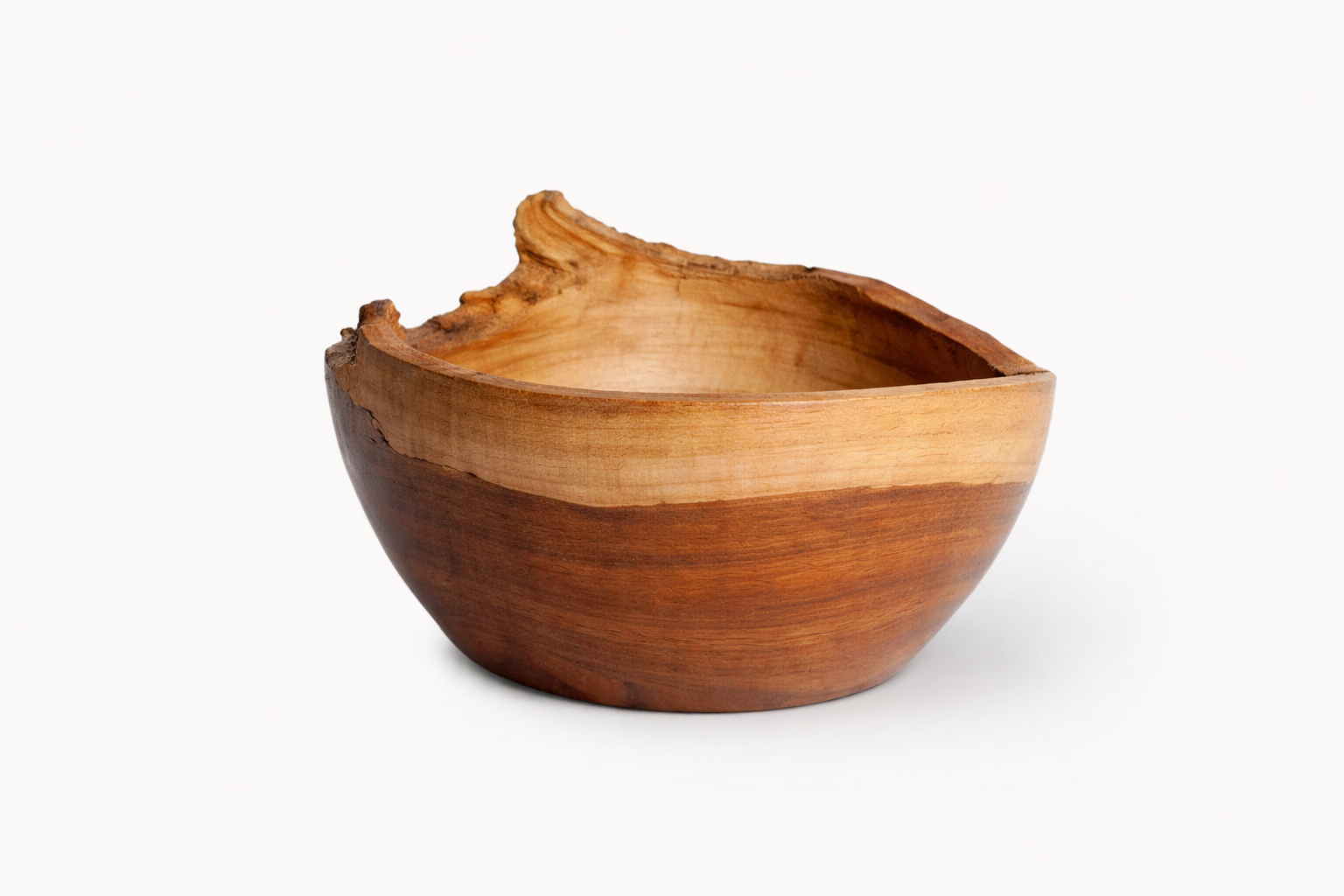 Handcrafted wooden bowl with live edge