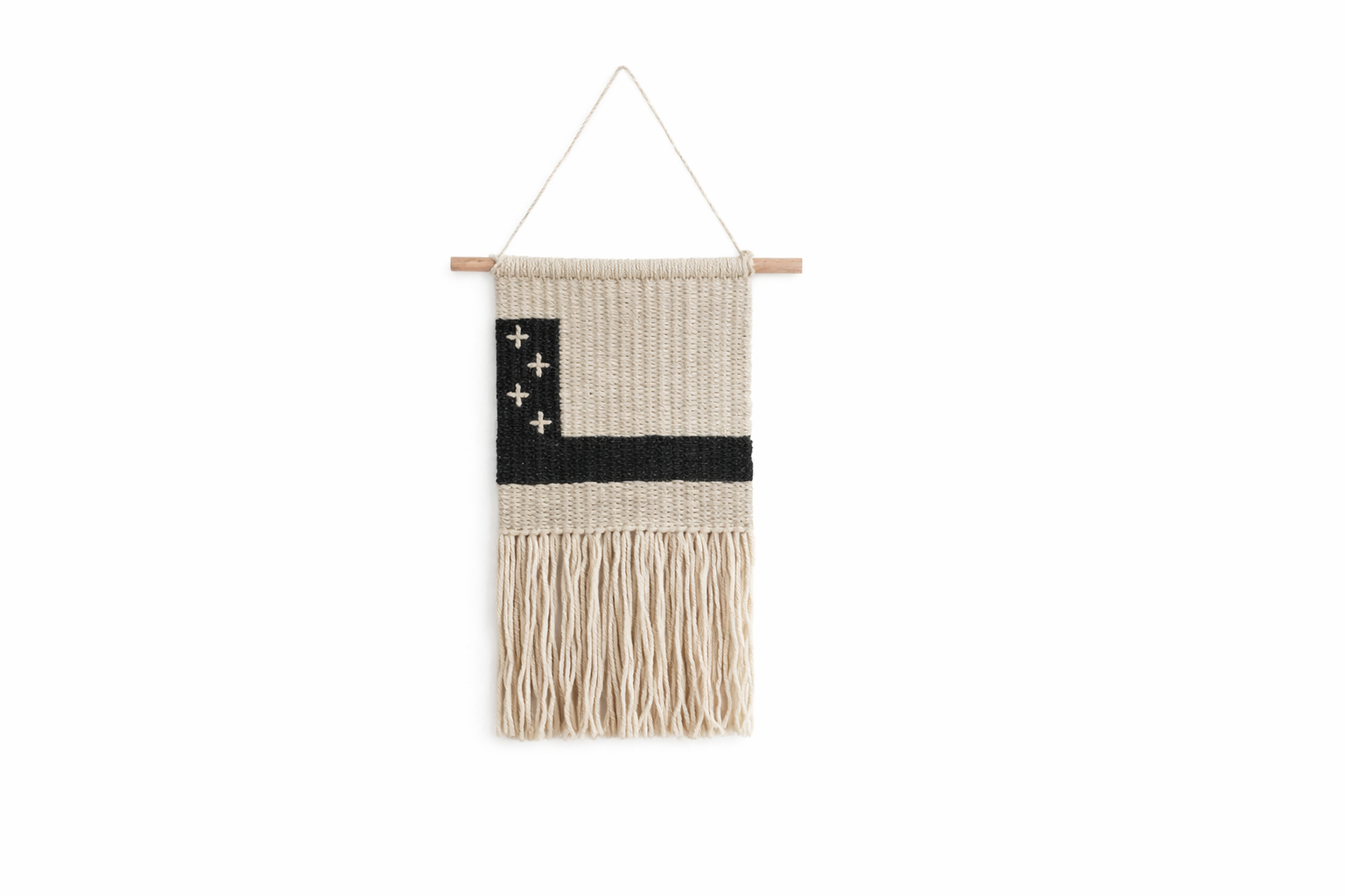 Woven black and cream wall hanger