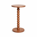 Round wooden accent table with smooth finish