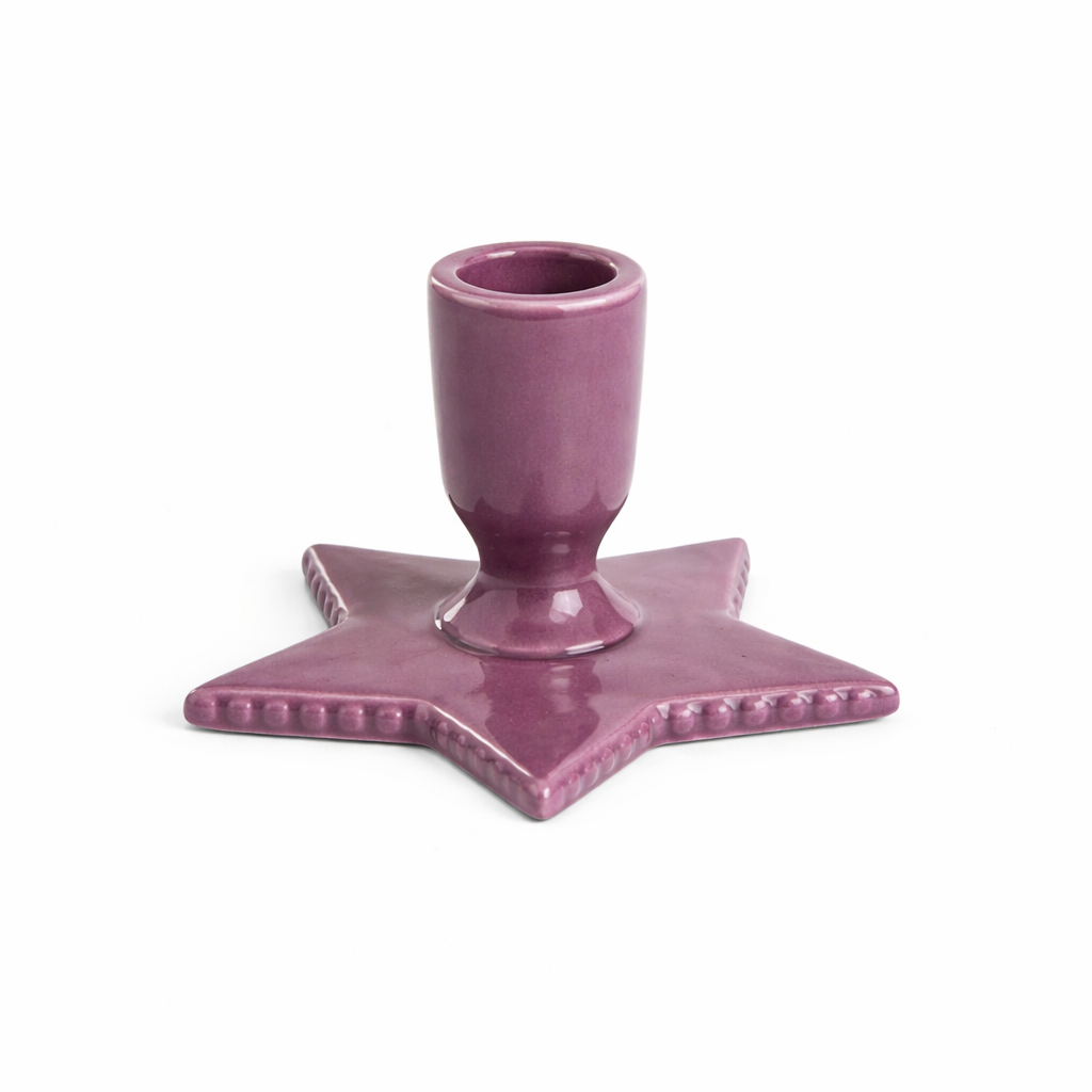 Glossy mauve star-shaped candle holder