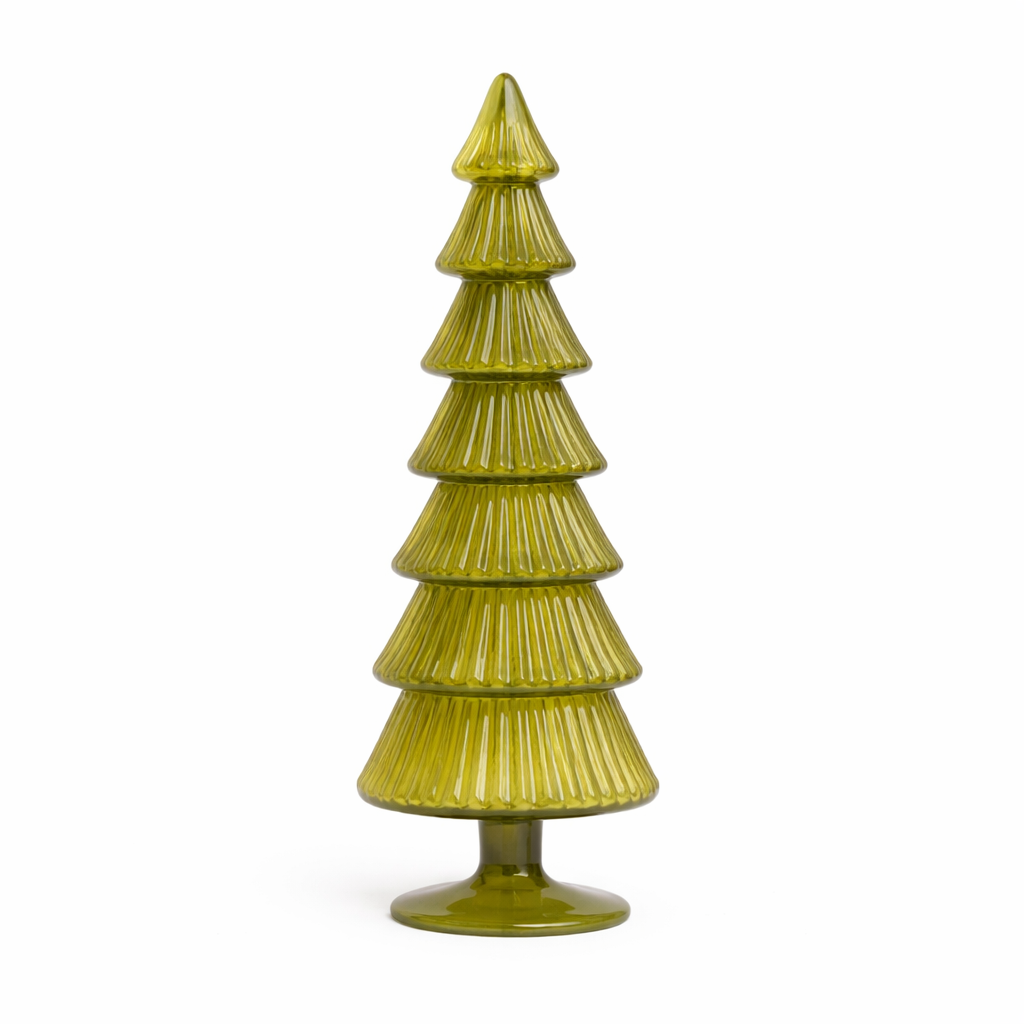 Olive-green glass Christmas tree ornament