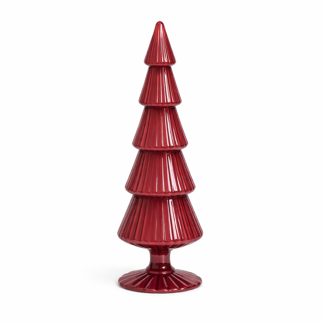 Ruby red glass Christmas tree